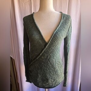FP Free People Gotham Faux Wrap Sweater Green Cotton Blend XS